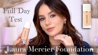 LAURA MERCIER REAL FLAWLESS FOUNDATION Full Day Wear Test  Application  Review  Tania B Wells [upl. by Eirehs]