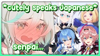 Cecilias Cute First Interaction with JP Senpai and Tries Her Hardest to Speak Japanese [upl. by Wenn]