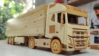 CONTAINER TRAILER VOLVO FH WOODEN TRUCK Part1 WOODWORKING [upl. by Mitran]