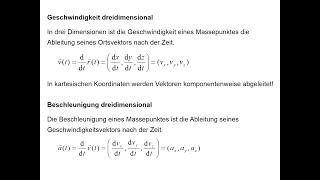 Ableitung von Vektorwertigen Funktionen Geschwindigkeit und Beschleinigung [upl. by Anera289]