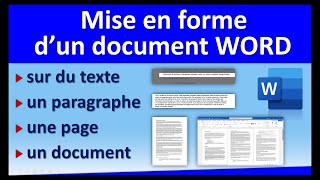 Mise en forme WORD sur du texte des paragraphes une page ou un document [upl. by Octavie254]