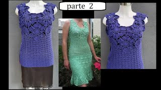 Vestido a crochet con flores parte 2 [upl. by Sessylu]