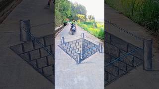 लड़के ने रोड के बीचो बीच एक बॉक्सिंग रिंग का 3D Penting बनाया😱viral 3d art penting shorts [upl. by Ttevy]