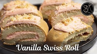 The Easiest Cake Roll  Vanilla Swiss Roll  Fluffy and spongy [upl. by Liamaj861]