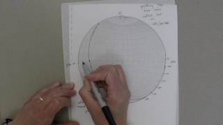 Stereonet determining the trend and plunge of a plotted line [upl. by Dnama]