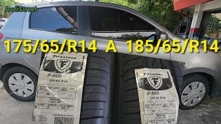 cambio de llantas 17565R14 A 18565R14 en Mitsubishi mirage compact hatchback AudiStreet [upl. by Naihs]