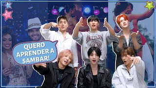 GRUPO DE KPOP REAGE A DANÇAS BRASILEIRAS COM JUST B [upl. by Leith]