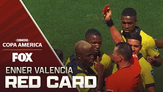 Ecuadors Enner Valencia receives red card vs Venezuela  2024 Copa América [upl. by Cut]