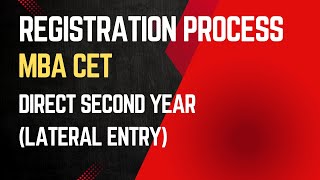 MBA Direct Second Year Lateral Entry Registration Process NEW [upl. by Rabka532]