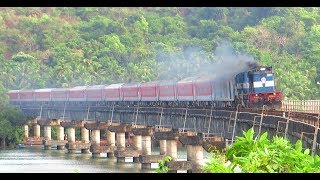 LTT AC Duronto Express thunderous MPS blast over Sharavati River Honnavar [upl. by Ainotal250]