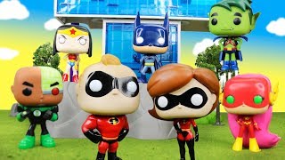 TEEN TITANS GO Meet INCREDIBLES 2 and Transform Into Justice League Teen Titans Go Funko Pop [upl. by Calle525]