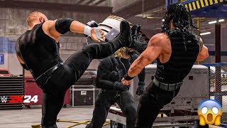 Dean Ambrose vs Seth Rollins vs Roman Reigns  WWE 2K24  Gameplay  XBOX S  Backstage Brawl [upl. by Ssidnak894]