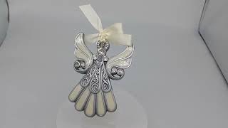 Angel Christmas Ornament Sparkle Rhinestones Resin White Enamel In Box with Tag [upl. by Richella]