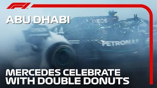 Hamilton And Bottas Do Donuts  2020 Abu Dhabi Grand Prix [upl. by Lledra]