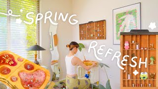 Spring Reset 🌱 cleaning bedroom DIY thrifted decor self care decluttering clothes [upl. by Rodrique]