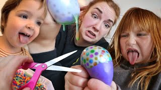 MAKiNG SQUiSHiES with ADLEY Whats inside our homemade squishy toys Family Craft n Backyard Fort [upl. by Oivlis]