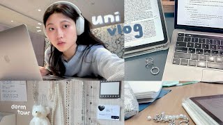 uni vlog 🎧 new semester productive school routine 8AM lectures desk tour aespa dance 🎶 [upl. by Deenya]