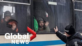 RussiaUkraine standoff Civilians evacuated from eastern Ukraine amid ceasefire violations [upl. by Onaimad899]