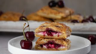 Cherry Pastry Pies with Cream Cheese Filling  Easy Puff Pastry Dessert Recipe [upl. by Aneehsak]