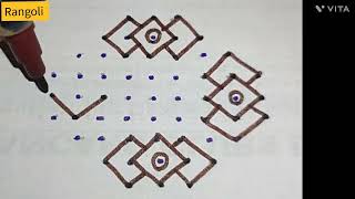 swastik rangoli designs trangle dot rangoli designs very simple rangoli designs beautiful rangoli 🌼🌼 [upl. by Assenar192]