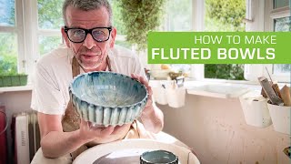 161 Beginners Guide to Wheel Throwing a Fluted Bowl  on the Pottery Wheel [upl. by Nodnol]