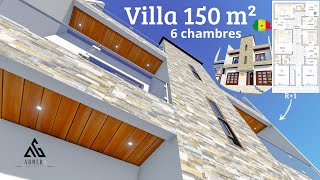 Villa R1 de 150 m² I 9m x 1675m I à Dakar Sénégal Conception et Animation 3D [upl. by Eelanaj]