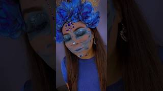 CATRINA GLAM EN AZUL 💙✨ makeupdiademuertos catrinasmexicanas🇲🇽 catrinas makeup glammakeup [upl. by Orthman]