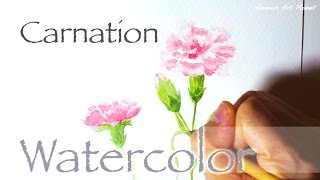 ❤️How to Paint Carnations in Watercolor Les Oeillets Aquarelle Fleurs Aquarela 水彩手繪康乃馨 [upl. by Hoffarth]