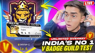 FREE FIRE LIVE V BADGE GUILD TESTING  UNLIMITED GIVEWAY  YOUTUBER KA GUILD guildtestlive fflive [upl. by Cormick]