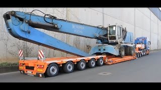 Terex Bagger Schwertransport Tieflader nagelneu [upl. by Ker]