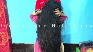 Thick Long Hair play by Husband  Indian Long Hair Model  Beautiful Hair [upl. by Berkin]