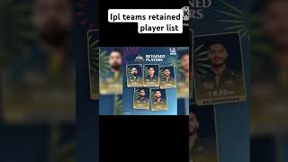 Ipl teams retained players ipl2025 iplauction2024 youtubeshorts india [upl. by Vladamar]