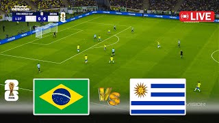 🔴LIVE  Brazil vs Uruguay  World Cup 2026 Qualifiers  Ao Vivo Full Match  PES Game Simulation [upl. by Finny]