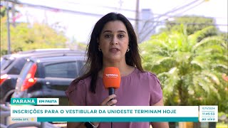 Inscrições para o vestibular da Unioeste terminam hoje [upl. by Mafala281]