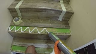 How to Laminate Stairs Stair Noses Step by Step Installation DIY Shot with GoPro [upl. by Mccall206]