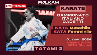 KARATE  Campionato Italiano Cadetti 2024  Day1 Kata  Tatami3 [upl. by Leunammi]