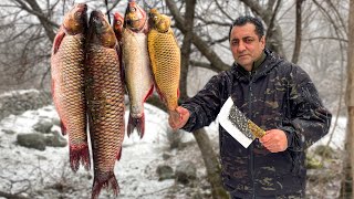 HUGE KEBAB OF 7 KG OF GRASS CARP BAKED IN A TANDOOR RECIPE BY WILDERNESS COOKING [upl. by Dorran214]