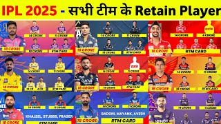 IPL Retention 2025  IPL 2025 Retained Players List  IPL 2025 All Team Retained Players [upl. by Duahsar]