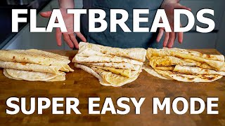 3 SUPER EASY And Delicious Flatbread Recipes Everyone Should Know How To Make No Oven  No Yeast [upl. by Inaoj]