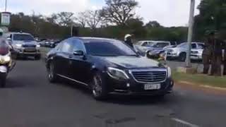 Zimbabwe President Mnangagwa Long Motorcade arriving at KGVI [upl. by Vandervelde39]