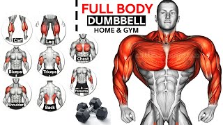 Full Body HOME Dumbbell WORKOUT squats chest triceps biceps  back shoulder wrist Calves [upl. by Annavoj]