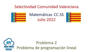 Examen PAU Matemáticas CCSS Problema 2Julio 2022 Comunidad Valenciana [upl. by Dewitt]