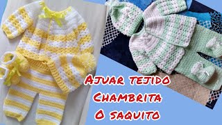 Ajuar de bebé chambrita o saquito tejido a ganchillo o crochet [upl. by Anayhd143]