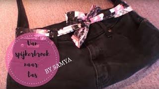 DIY van spijkerbroek naar tas  KNIPgirls Samya [upl. by Ronnholm]