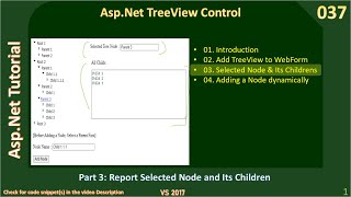 TreeView Control  Part 3  Report Selected Node amp Its Childs  Asp Net Tutorial 37 [upl. by Berardo895]