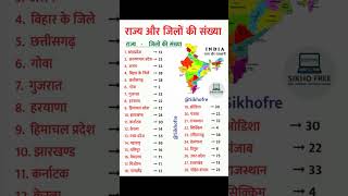 kis rajya mein kitne jile hai  states wise district naam district district statistics gk gkquiz [upl. by Emory]