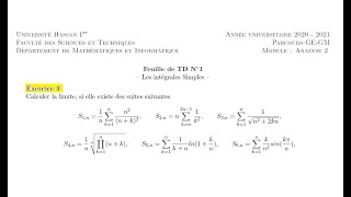 Analyse2chapitre1Intégrales simplesTD1Exo3MIPGEGMSMPCSMAI [upl. by Ecenaj]