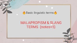 MALAPROPISM amp SLANG TERMS notes ll BA English honours 2024 ll sarathi exclusive [upl. by Kline960]