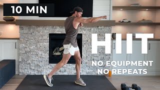 10 Min SWEATY HIIT Workout At Home  No Equipment  No Repeats [upl. by Davidde]