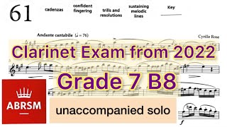 Grade 7 B8  Study in A by C Rose Solo ABRSM Clarinet exam from 2022 syllabus [upl. by Iphigenia]